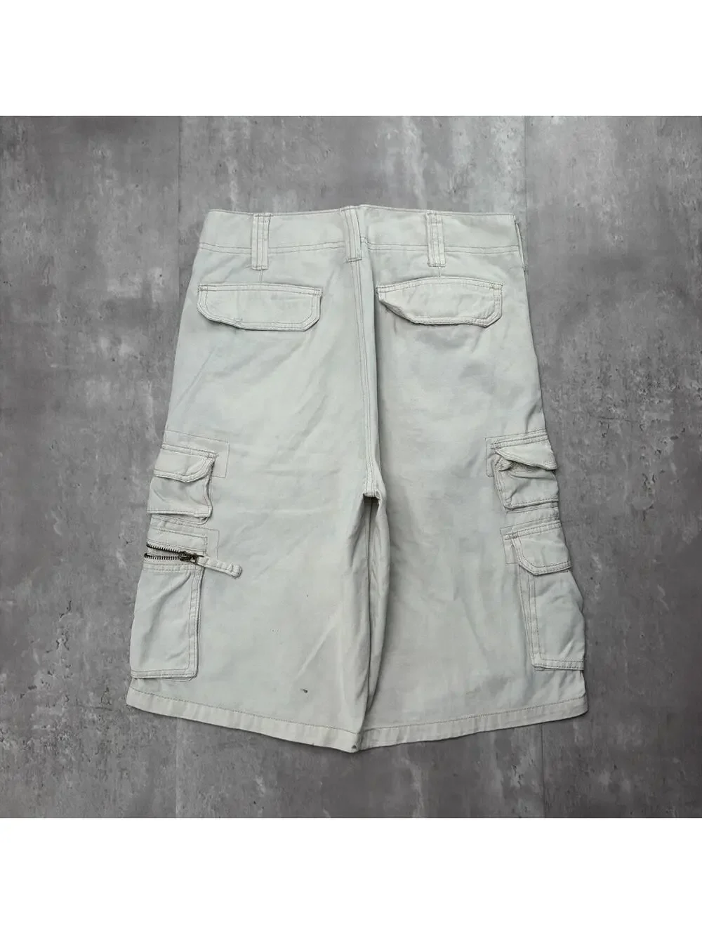 Y2K Cream Ocean Pacific Surf Grunge Baggy Cargo Skater Shorts